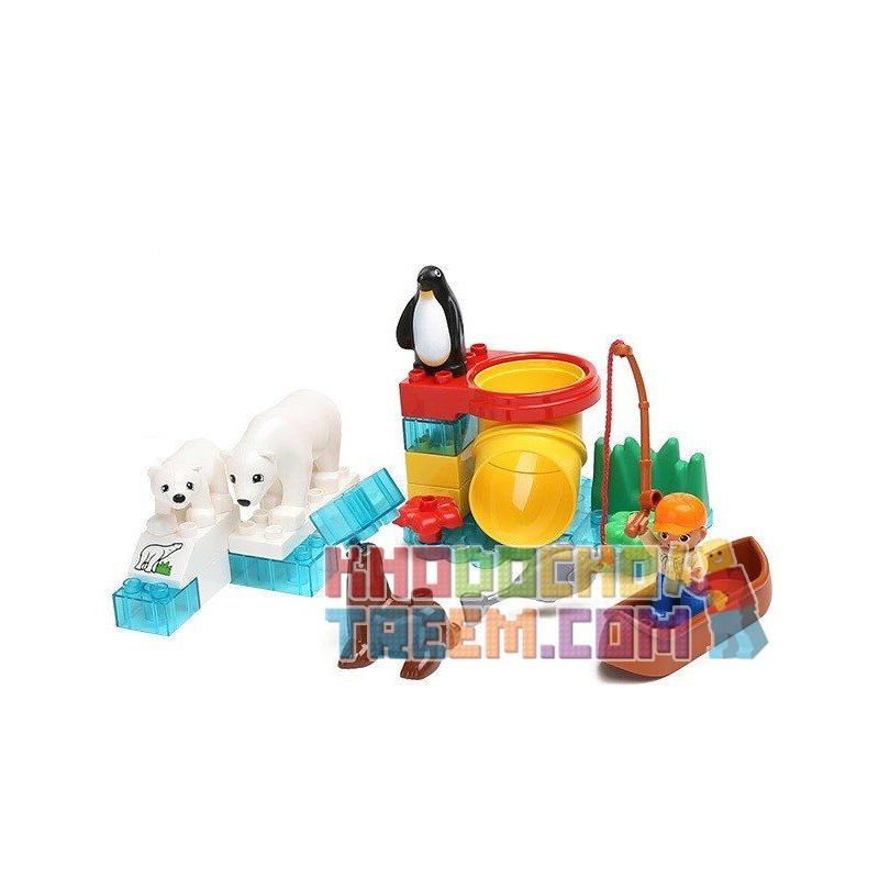 HYSTOYS HONGYUANSHENG AOLEDUOTOYS HG-1457 1457 HG1457 Xếp hình kiểu    Polar Zoo Vườn Thú Bắc Cực Nhỏ 27 khối