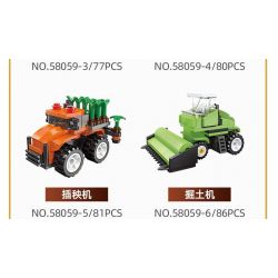 JIESTAR 58059 non  HARVEST FARM 6 MẪU XE PHUN THUỐC TRỪ SÂU MÁY GẶT GỖ KÉO LÂM NGHIỆP CẤY LÚA XÚC bộ đồ chơi xếp lắp ráp ghép mô hình City Thành Phố 475 khối