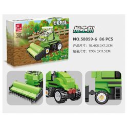 JIESTAR 58059 non  HARVEST FARM 6 MẪU XE PHUN THUỐC TRỪ SÂU MÁY GẶT GỖ KÉO LÂM NGHIỆP CẤY LÚA XÚC bộ đồ chơi xếp lắp ráp ghép mô hình City Thành Phố 475 khối