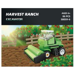 JIESTAR 58059 non  HARVEST FARM 6 MẪU XE PHUN THUỐC TRỪ SÂU MÁY GẶT GỖ KÉO LÂM NGHIỆP CẤY LÚA XÚC bộ đồ chơi xếp lắp ráp ghép mô hình City Thành Phố 475 khối