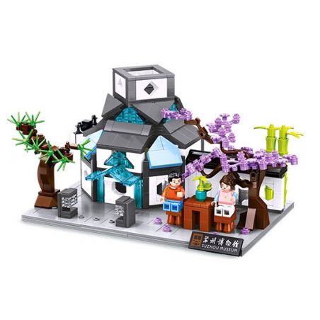 SUZHOU MUSEUM 301058 non  BẢO TÀNG TÔ CHÂU PHÒNG HOA YOURAN bộ đồ chơi xếp lắp ráp ghép mô hình 726 khối