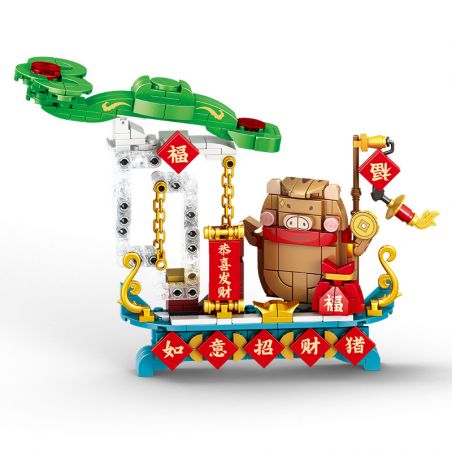 JP 96005 non  THÚ VUI THỜI THƯỢNG ĐẬU DÁN (LỢN MAY MẮN) bộ đồ chơi xếp lắp ráp ghép mô hình Creator Sáng Tạo 359 khối