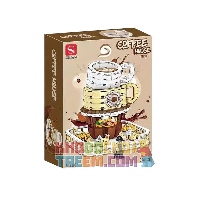 DOUBLE HEIGHT 20801 non  TIỆM CÀ PHÊ bộ đồ chơi xếp lắp ráp ghép mô hình COFFEE HOUSE 654 khối