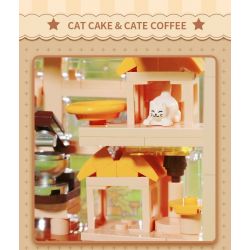DECOOL BRICKCOOL 88006 non  QUÁN CÀ PHÊ MÈO bộ đồ chơi xếp lắp ráp ghép mô hình CUTE PET COFFEE SHOP