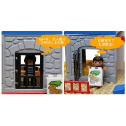 HYSTOYS HONGYUANSHENG AOLEDUOTOYS HG-1485 1485 HG1485 Xếp hình kiểu    Police Station Trại Giam Của Cảnh Sát Có Bàn Hộp 45 khối