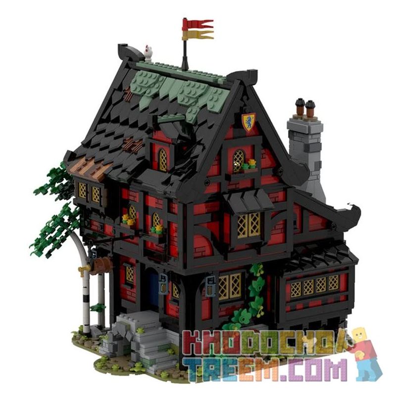 REBRICKABLE MOC-111710 111710 MOC111710 REOBRIX 66017 non  NHÀ TRỌ THẬP TỰ CHINH bộ đồ chơi xếp lắp ráp ghép mô hình Medieval Castle MEDIEVAL TAVERN THE CRUSADER'S INN Chiến Tranh Trung Cổ 3214 khối