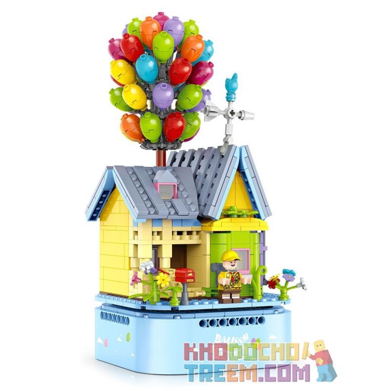 GULY 60504 non  HỘP NHẠC NGÔI NHÀ BONG BÓNG bộ đồ chơi xếp lắp ráp ghép mô hình Movie & Game MUSIC BOX MINI BALLOON HOUSE Phim Và Trò Chơi 706 khối