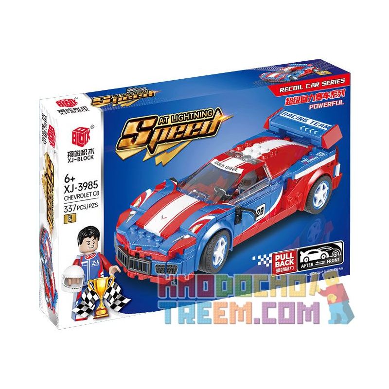 XIANGJUN XJ-3985E 3985E XJ3985E non  SIÊU ĐUA XE CORVETTE C8 bộ đồ chơi xếp lắp ráp ghép mô hình Speed Champions Racing Cars Đua Xe Công Thức 337 khối