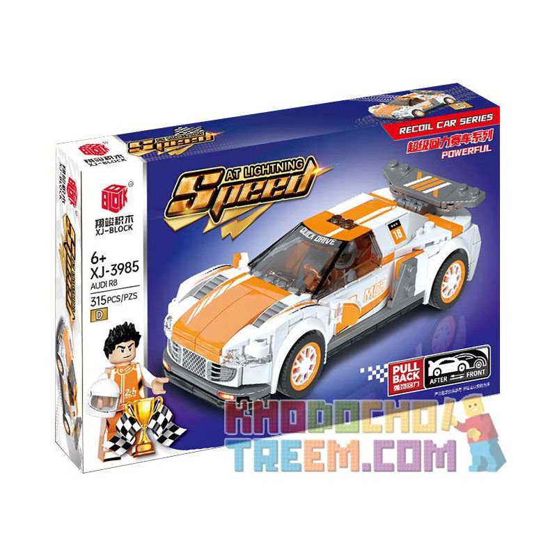 XIANGJUN XJ-3985D 3985D XJ3985D non  SIÊU XE ĐUA AUDI R8 bộ đồ chơi xếp lắp ráp ghép mô hình Speed Champions Racing Cars Đua Xe Công Thức 315 khối
