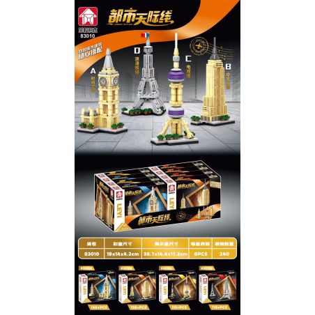 LE YI 83010 non  ĐƯỜNG CHÂN TRỜI ĐÔ THỊ 4 PHONG CÁCH bộ đồ chơi xếp lắp ráp ghép mô hình Architecture Công Trình Kiến Trúc 512 khối