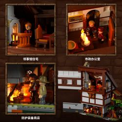 FUNWHOLE F9015 9015 non  HỘI CHỢ THỜI TRUNG CỔ bộ đồ chơi xếp lắp ráp ghép mô hình Medieval Castle MEDIEVAL MARKET Chiến Tranh Trung Cổ 2614 khối