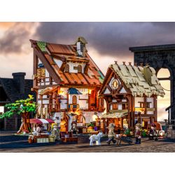 FUNWHOLE F9015 9015 non  HỘI CHỢ THỜI TRUNG CỔ bộ đồ chơi xếp lắp ráp ghép mô hình Medieval Castle MEDIEVAL MARKET Chiến Tranh Trung Cổ 2614 khối