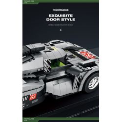 REOBRIX 11031 non  PEUGEOT 9X8 24 GIỜ CỦA SIÊU XE HYBRID LE MANS tỷ lệ 1:12 bộ đồ chơi xếp lắp ráp ghép mô hình Creator Sáng Tạo 1338 khối