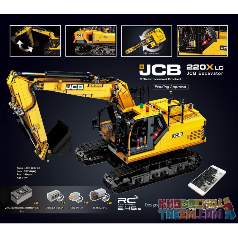 CADA DOUBLEE C61504 61504 non  MÁY XÚC THỦY LỰC JCB 220X LC bộ đồ chơi xếp lắp ráp ghép mô hình  JCB EXCAVATOR Kỹ Thuật Công Nghệ Cao Mô Hình Phương Tiện 2924 khối