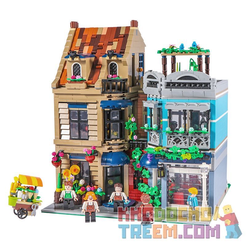 BITING CAT Q2023 2023 non  NGƯỜI BÁN HOA bộ đồ chơi xếp lắp ráp ghép mô hình Creator FLOWER SHOP Sáng Tạo 2505 khối