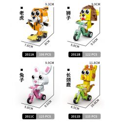 CAYI 2011 non  PHIM HOẠT HÌNH TRƯỢT ĐỘNG VẬT 4 LOẠI HỔ SƯ TỬ THỎ HƯƠU CAO CỔ bộ đồ chơi xếp lắp ráp ghép mô hình 468 khối