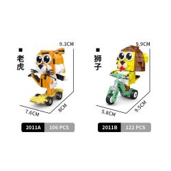 CAYI 2011 non  PHIM HOẠT HÌNH TRƯỢT ĐỘNG VẬT 4 LOẠI HỔ SƯ TỬ THỎ HƯƠU CAO CỔ bộ đồ chơi xếp lắp ráp ghép mô hình 468 khối