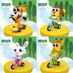 CAYI 2011 non  PHIM HOẠT HÌNH TRƯỢT ĐỘNG VẬT 4 LOẠI HỔ SƯ TỬ THỎ HƯƠU CAO CỔ bộ đồ chơi xếp lắp ráp ghép mô hình 468 khối