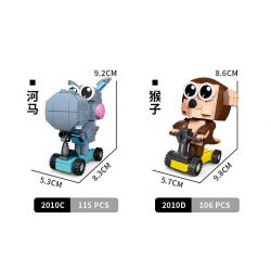 CAYI 2010 non  PHIM HOẠT HÌNH CON VẬT TRƯỜN 4 LOẠI MYNA VOI HÀ MÃ KHỈ bộ đồ chơi xếp lắp ráp ghép mô hình 443 khối