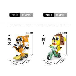 CAYI 2010 non  PHIM HOẠT HÌNH CON VẬT TRƯỜN 4 LOẠI MYNA VOI HÀ MÃ KHỈ bộ đồ chơi xếp lắp ráp ghép mô hình 443 khối