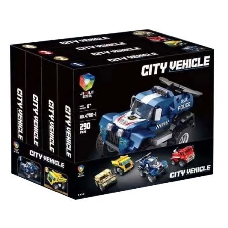 JIQILE 47101 non  4 PHƯƠNG TIỆN ĐÔ THỊ XE CẢNH SÁT BEN CỨU HỎA QUÂN SỰ HUMMER bộ đồ chơi xếp lắp ráp ghép mô hình  CITY VEHICLE Kỹ Thuật Công Nghệ Cao Mô Hình Phương Tiện 1172 khối