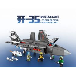 SEMBO 202191 non  VINH QUANG CỦA CƯỜNG QUỐC TIÊM KÍCH TRÊN TÀU SÂN BAY J-35 bộ đồ chơi xếp lắp ráp ghép mô hình Military Army Quân Sự Bộ Đội 1109 khối