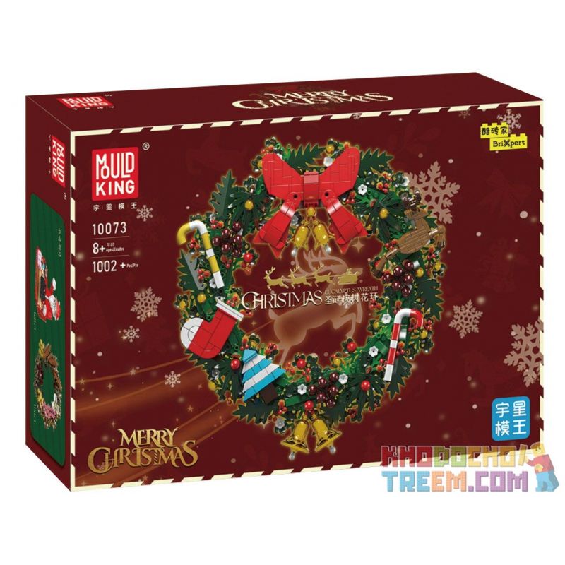 MouldKing 10073 Mould King 10073 non  VÒNG HOA BẠCH ĐÀN GIÁNG SINH bộ đồ chơi xếp lắp ráp ghép mô hình Creator CHRISTMAS EUCALYPTUS WREATH Sáng Tạo 1002 khối