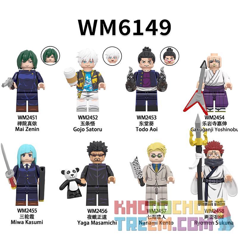 WM 6149 2451 2452 2453 2454 2455 2456 2457 2458 non  TRẢ LẠI PHÉP THUẬT 8 NHÂN VẬT NHỎ bộ đồ chơi xếp lắp ráp ghép mô hình Movie & Game JUJUTSU KAISEN Phim Và Trò Chơi