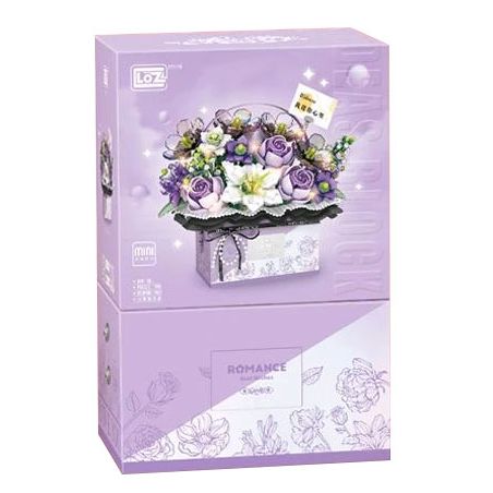 LOZ 1952 non  HỘP QUÀ BÓ HOA CẦM TAY MÀU TÍM SƯƠNG MÙ bộ đồ chơi xếp lắp ráp ghép mô hình Creator SPECIALLY LOVE Sáng Tạo 1179 khối