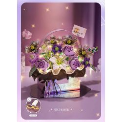 LOZ 1952 non  HỘP QUÀ BÓ HOA CẦM TAY MÀU TÍM SƯƠNG MÙ bộ đồ chơi xếp lắp ráp ghép mô hình Creator SPECIALLY LOVE Sáng Tạo 1179 khối