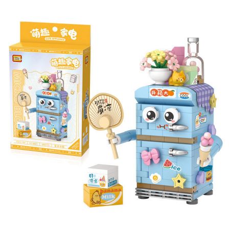 LOZ 8821 non  ĐỒ GIA DỤNG DỄ THƯƠNG TỦ LẠNH RETRO bộ đồ chơi xếp lắp ráp ghép mô hình CUTE APPLIANCE 250 khối
