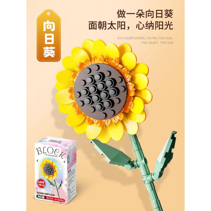 FEMIBOX S2244 2244 non  HOA HƯỚNG DƯƠNG bộ đồ chơi xếp lắp ráp ghép mô hình Creator Sáng Tạo 109 khối