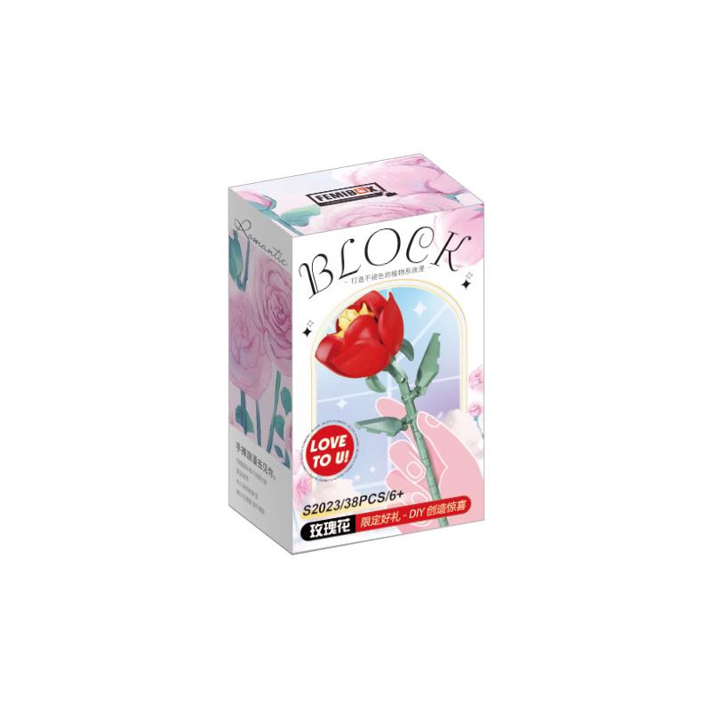 FEMIBOX S2023 2023 S2255 2255 S2259 2259 non  HOA HỒNG ĐỎ bộ đồ chơi xếp lắp ráp ghép mô hình Creator Sáng Tạo 38 khối