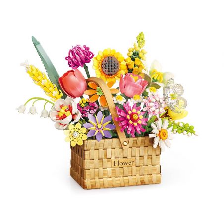 FEMIBOX S2233 2233 non  GIỎ HOA THƠM bộ đồ chơi xếp lắp ráp ghép mô hình Creator FLOWER BASKET Sáng Tạo 1614 khối