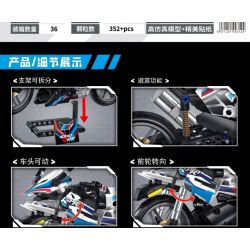 LE YI 88078 non  MÔTÔ CỰC NHANH M1000RR bộ đồ chơi xếp lắp ráp ghép mô hình  BMW M1000RR Kỹ Thuật Công Nghệ Cao Mô Hình Phương Tiện 352 khối