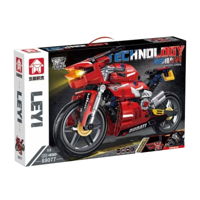 LE YI 88077 non  XE MÁY NHANH V4 bộ đồ chơi xếp lắp ráp ghép mô hình  DUCATI DIAVEL V4 Kỹ Thuật Công Nghệ Cao Mô Hình Phương Tiện 355 khối