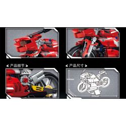 LE YI 88077 non  XE MÁY NHANH V4 bộ đồ chơi xếp lắp ráp ghép mô hình  DUCATI DIAVEL V4 Kỹ Thuật Công Nghệ Cao Mô Hình Phương Tiện 355 khối