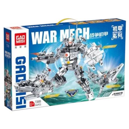 GAOMISI T3089 3089 non  BIẾN HÌNH MECHA CHIẾN TRANH POSEIDON BA LẦN bộ đồ chơi xếp lắp ráp ghép mô hình Creator WAR MECH POSEIDON Sáng Tạo 544 khối