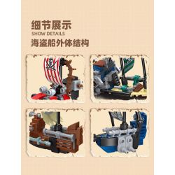 JIESTAR 59222 non  TRANG BỊ TÀU CƯỚP BIỂN 6 TỔ HỢP bộ đồ chơi xếp lắp ráp ghép mô hình THE ADVENTURE 296 khối