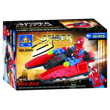 Bozhi 6005 non  NGƯỜI NHỆN CHIM LỬA BÍ ẨN bộ đồ chơi xếp lắp ráp ghép mô hình Super Heroes FIRE BIRD Siêu Nhân Anh Hùng 50 khối