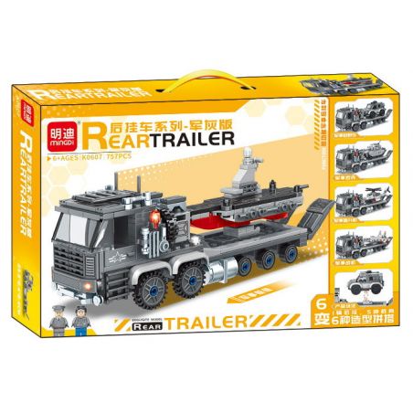 MINGDI LEIBAO K0607 0607 non  TRAILER PHÍA SAU PHIÊN BẢN MÀU XÁM QUÂN ĐỘI bộ đồ chơi xếp lắp ráp ghép mô hình Military Army REAR TRAILER Quân Sự Bộ Đội 757 khối