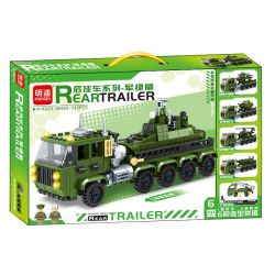 MINGDI LEIBAO K0606 0606 non  TRAILER PHÍA SAU PHIÊN BẢN MÀU XANH QUÂN ĐỘI bộ đồ chơi xếp lắp ráp ghép mô hình Military Army REAR TRAILER Quân Sự Bộ Đội 743 khối