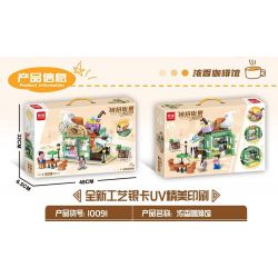 MINGDI LEIBAO 10091 non  KHUNG CẢNH ĐƯỜNG PHỐ ĐẦY MÀU SẮC QUÁN CÀ PHÊ THƠM bộ đồ chơi xếp lắp ráp ghép mô hình COLORFUL STREET 449 khối