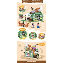 MINGDI LEIBAO 10091 non  KHUNG CẢNH ĐƯỜNG PHỐ ĐẦY MÀU SẮC QUÁN CÀ PHÊ THƠM bộ đồ chơi xếp lắp ráp ghép mô hình COLORFUL STREET 449 khối