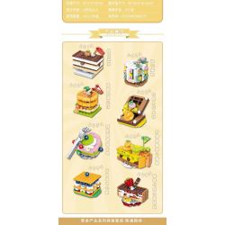 MINGDI LEIBAO K0684 0684 non  MÓN ĂN 8 LOẠI TRÁNG MIỆNG VUI VẺ TIRAMISU BÁNH TRANG TRÍ QUẾ TRÁI CÂY TRỘN MẬT ONG SÔ CÔ LA CUỘN THỤY SĨ MATCHA DÂU TÂY LỚP CHANH CÁC NGỌT NAPOLEON TART bộ đồ chơi xếp lắp ráp ghép mô hình HAPPY FOODY