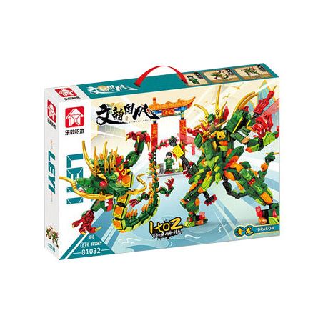 LE YI 81032 non  VĂN VÂN QUỐC PHONG THANH LONG CƠ GIÁP bộ đồ chơi xếp lắp ráp ghép mô hình 876 khối