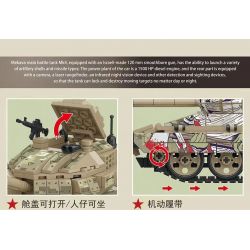 ZUANMA 108C non  IRON EXPEDITION XE TĂNG CHIẾN ĐẤU CHỦ LỰC MK-4M CỦA ISRAEL bộ đồ chơi xếp lắp ráp ghép mô hình Military Army MK-4M MAIN BATTLE TANK Quân Sự Bộ Đội 634 khối