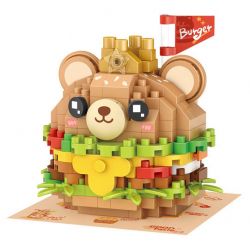 LOZ 8812 non  CHỦ NGHĨA YÊU ĐƯƠNG BEAR BURGER bộ đồ chơi xếp lắp ráp ghép mô hình Creator SWEETHEART DOCTRINE Sáng Tạo 260 khối