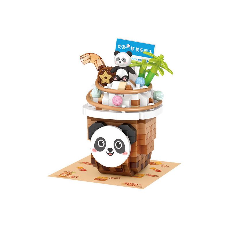 LOZ 8811 non  TÌNH YÊU TRÀ SỮA GẤU TRÚC TUYẾT bộ đồ chơi xếp lắp ráp ghép mô hình Creator SWEETHEART DOCTRINE Sáng Tạo 380 khối