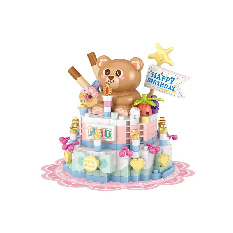 LOZ 8807 non  CHỦ NGHĨA YÊU ĐƯƠNG BÁNH GẤU bộ đồ chơi xếp lắp ráp ghép mô hình Creator SWEETHEART DOCTRINE Sáng Tạo 370 khối